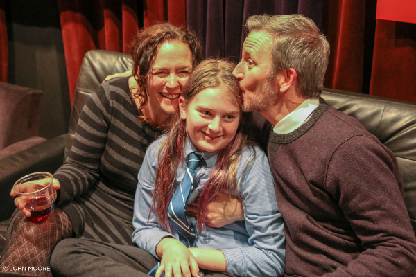 Tara Falk with her husband, Tim McCracken, and son on opening night of 'You Lost Me.' Photo by John Moore